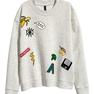 Large Gray Sweatshirt with graphic motifs